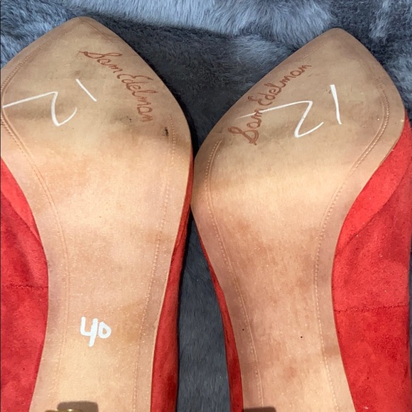 Sam Edelman SZ 9.5 Red Suede Heels - Picture 5 of 6